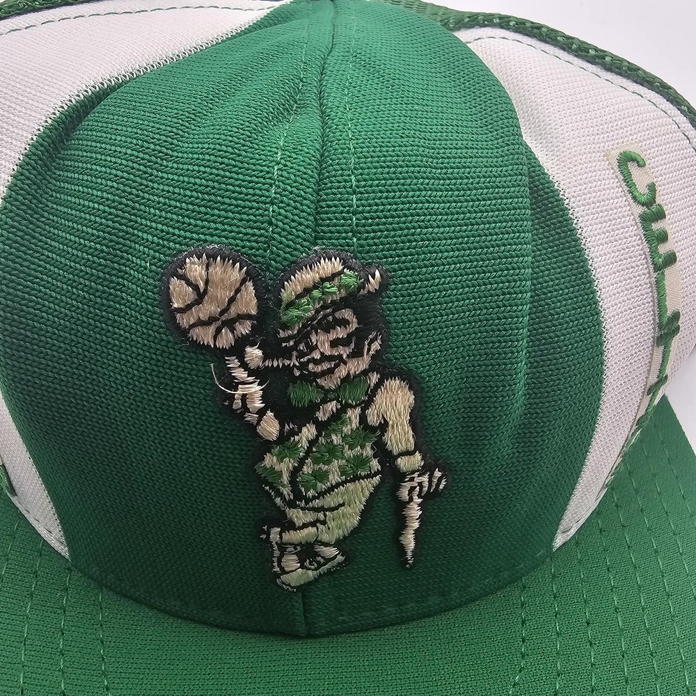Vintage Boston Celtics Hat Cap Snap Back Large Green NBA Mesh Basketball AJD - Picture 3 of 11